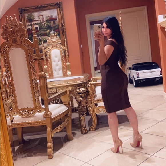 Bandage midi dress- brown - Picture 4 of 5